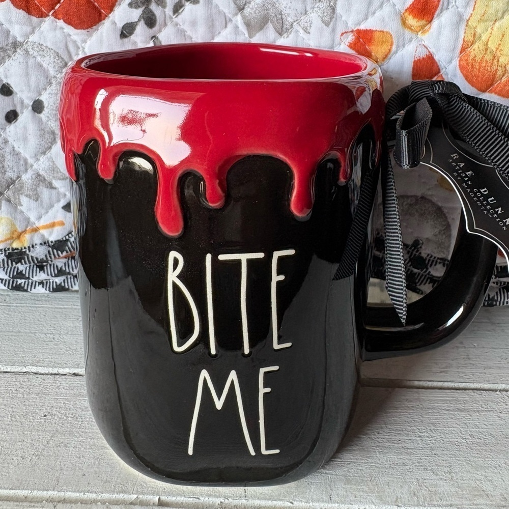 Rae Dunn Red and Black BITE ME Mug